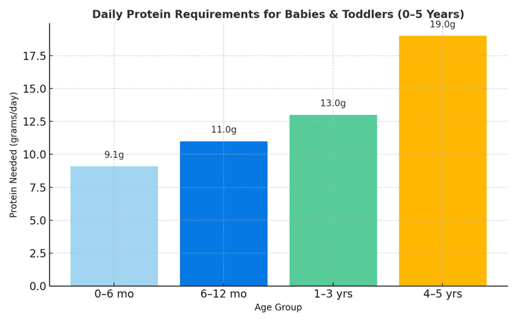 Graphic Chart of Protein for toddlers and babies (0–5 years)